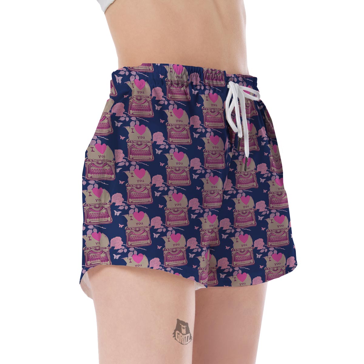 Pattern Typewriter Print Women's Shorts-grizzshop