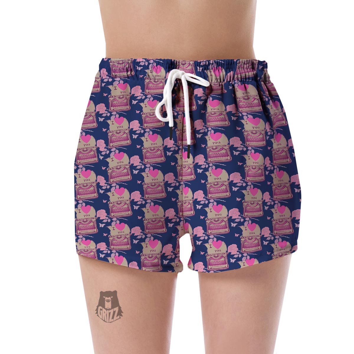 Pattern Typewriter Print Women's Shorts-grizzshop