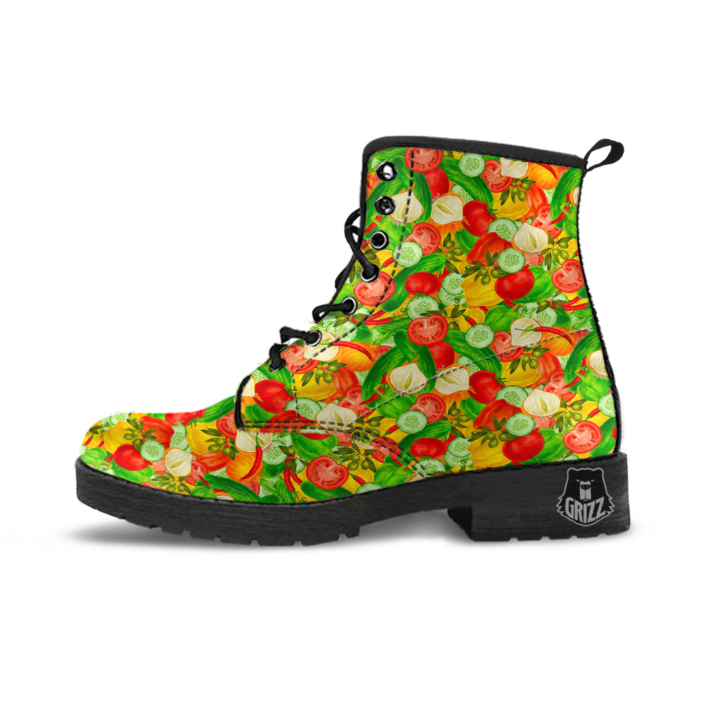 Pattern Vegan Print Pattern Leather Boots-grizzshop