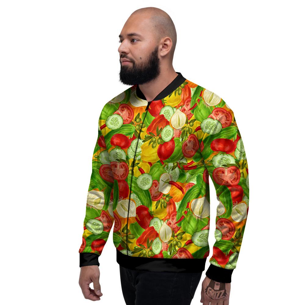 Pattern Vegan Print Pattern Men's Bomber Jacket-grizzshop