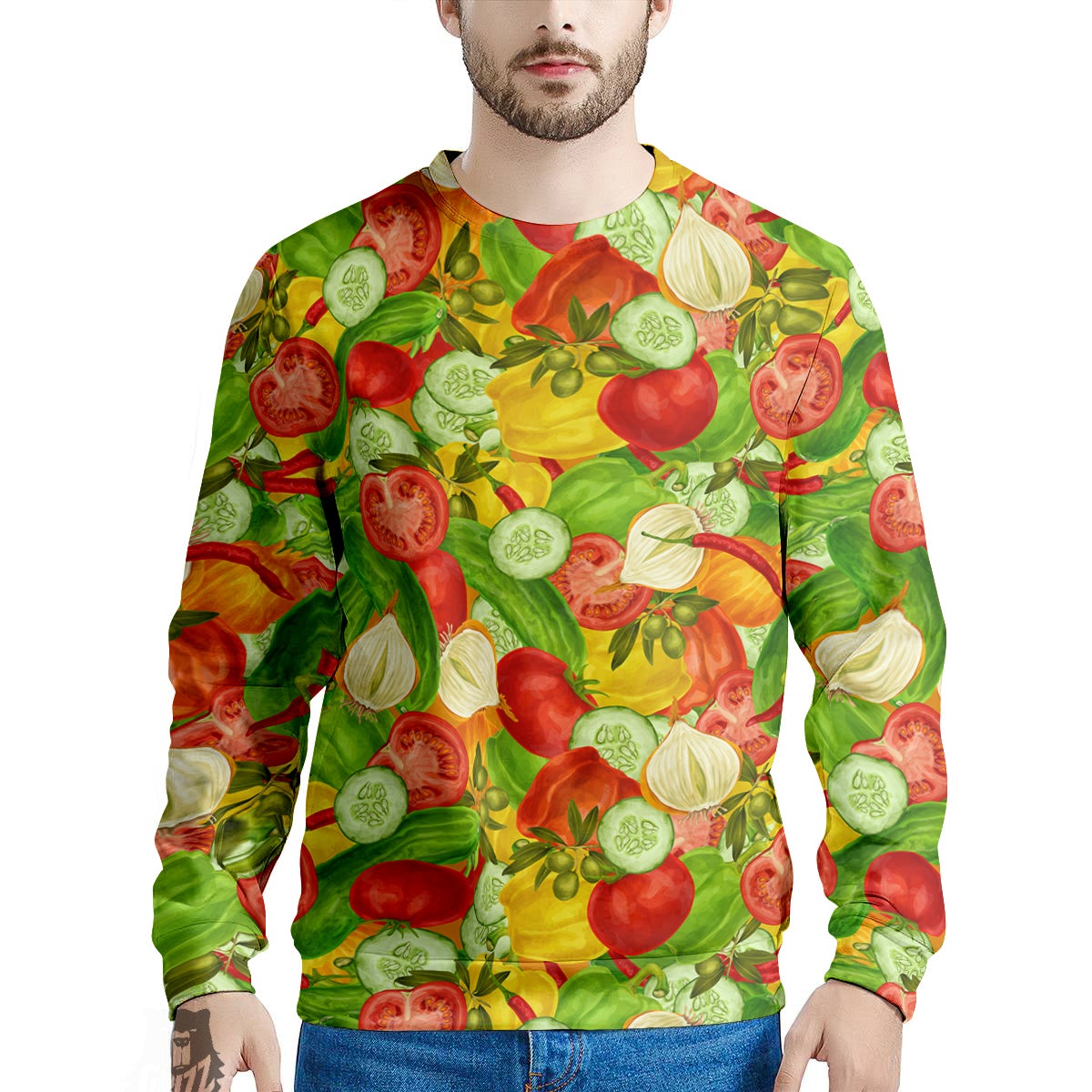 Pattern Vegan Print Pattern Men's Sweatshirt-grizzshop
