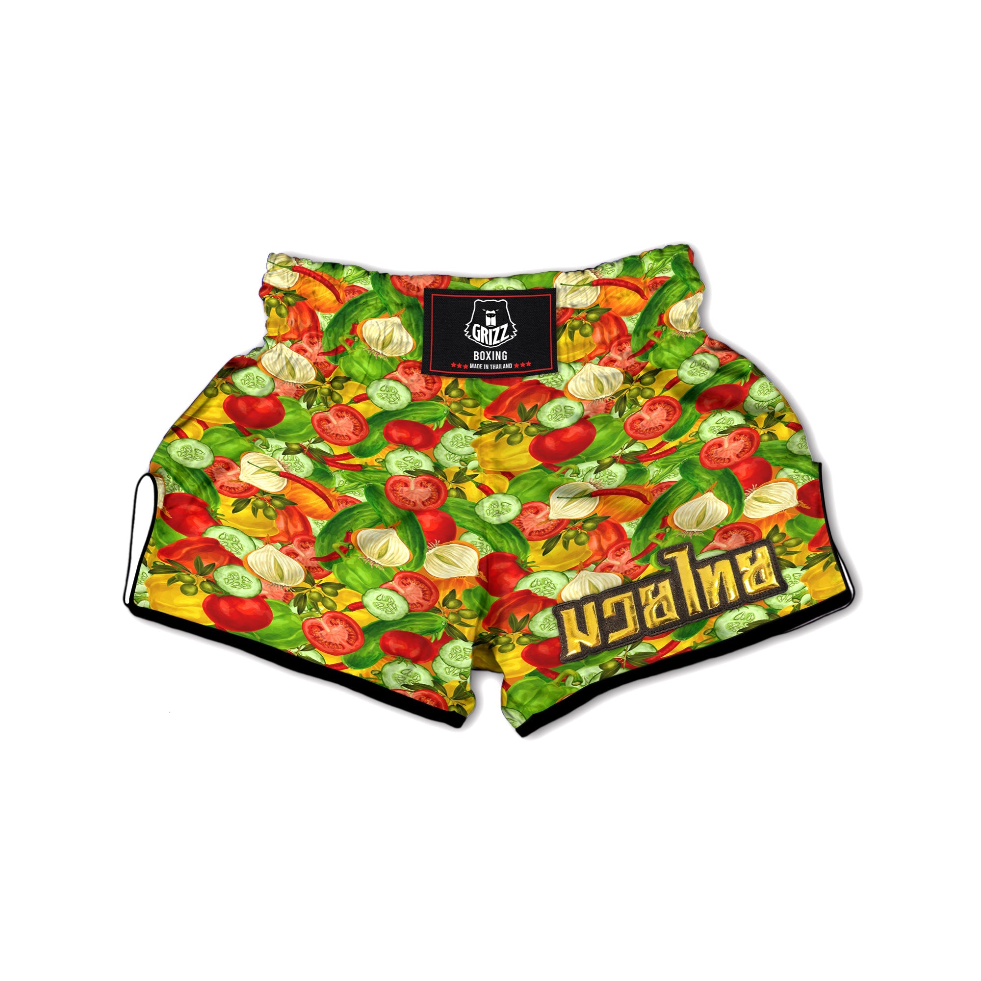 Pattern Vegan Print Pattern Muay Thai Boxing Shorts-grizzshop