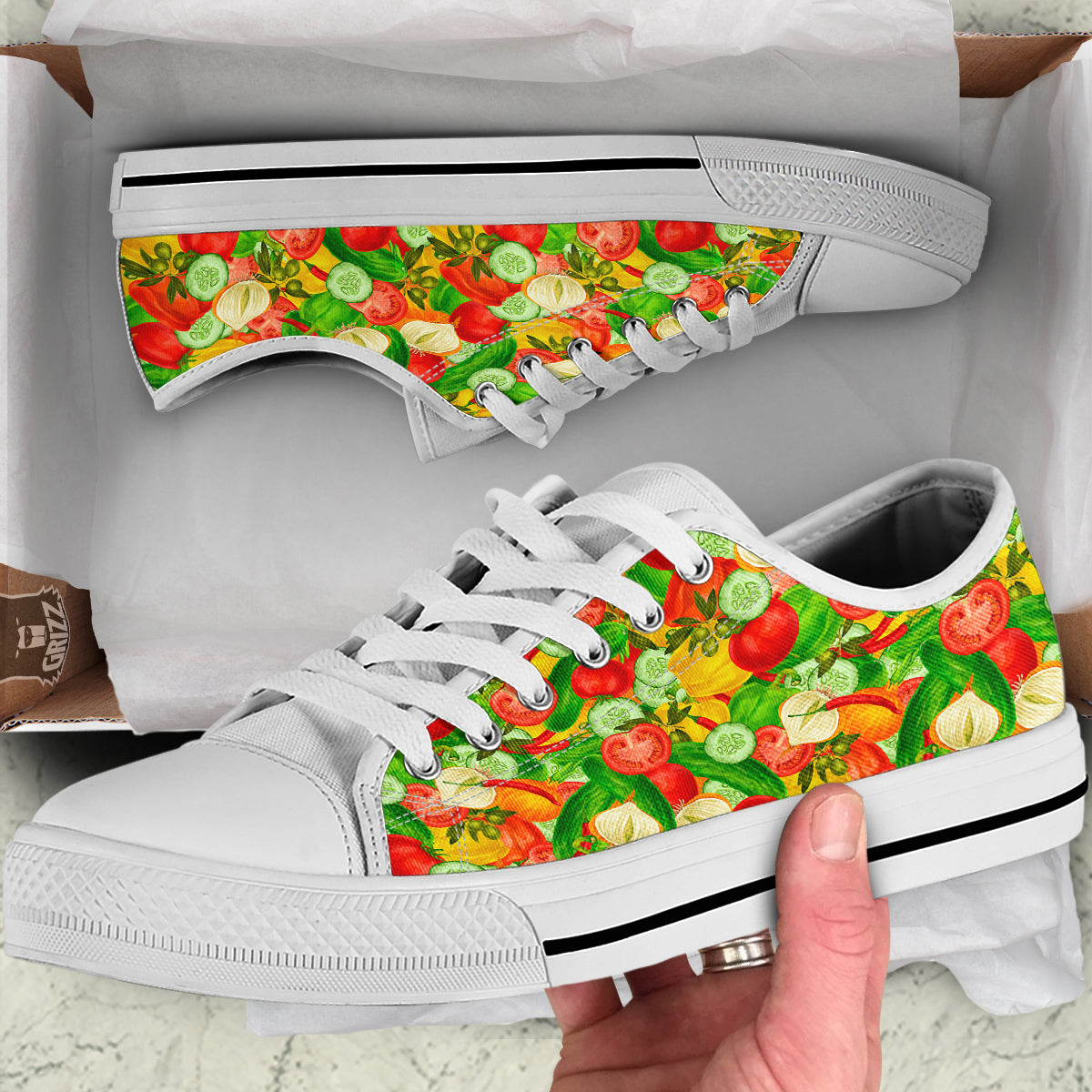 Pattern Vegan Print Pattern White Low Top Shoes-grizzshop