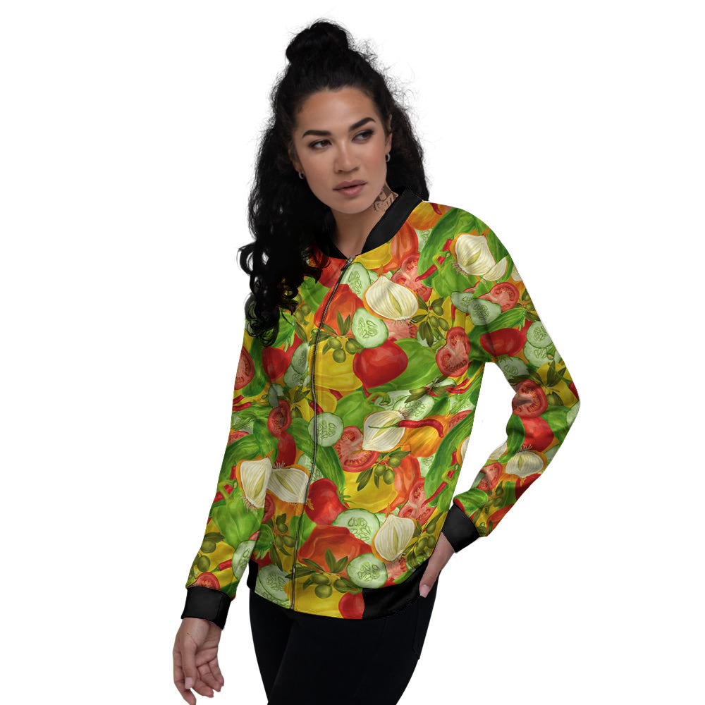 Pattern Vegan Print Pattern Women's Bomber Jacket-grizzshop