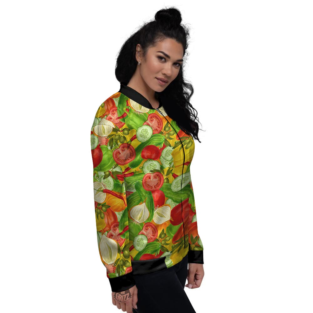 Pattern Vegan Print Pattern Women's Bomber Jacket-grizzshop