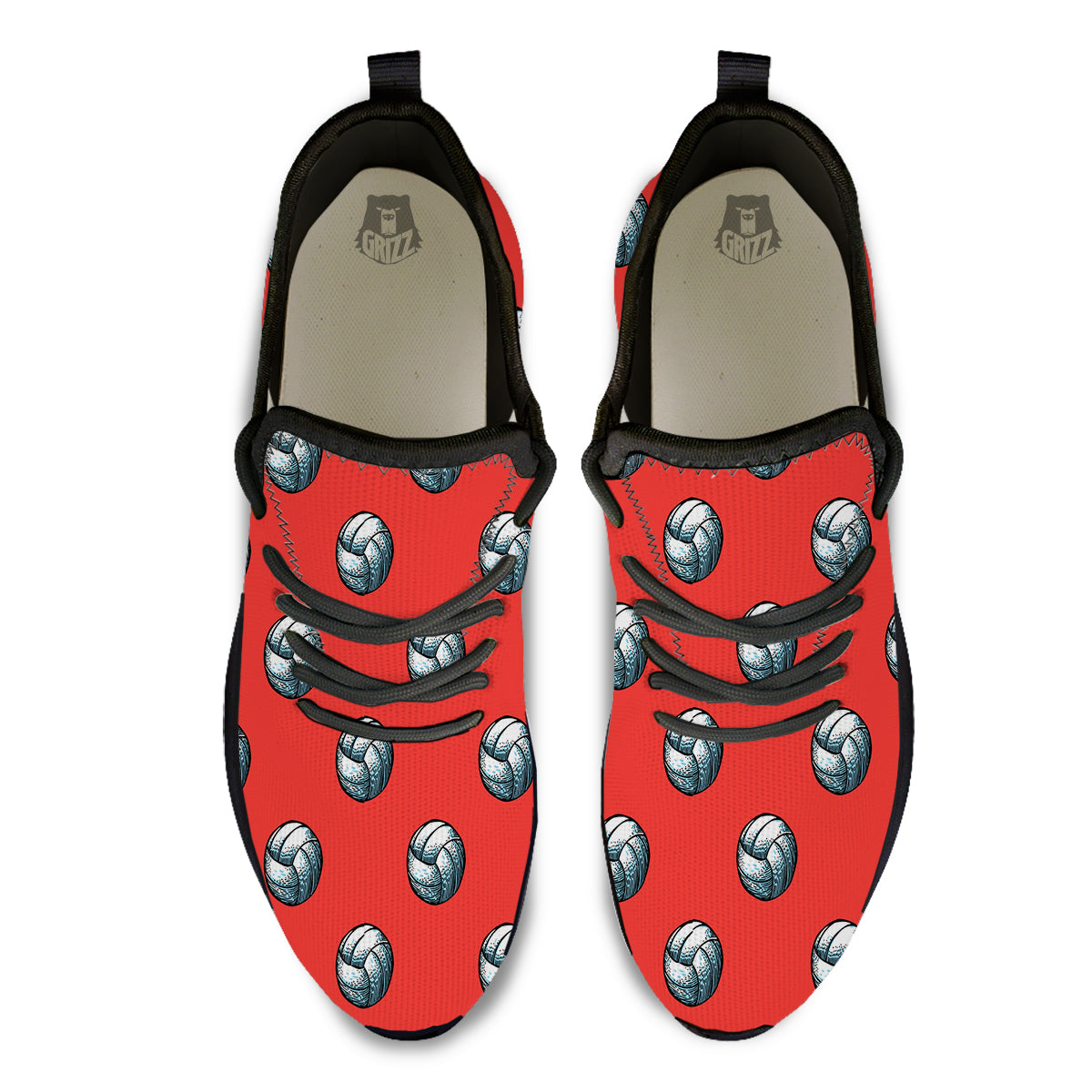 Pattern Volleyball Print Pattern Black Athletic Shoes-grizzshop