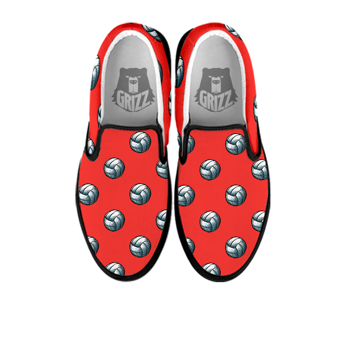 Pattern Volleyball Print Pattern Black Slip On Shoes-grizzshop