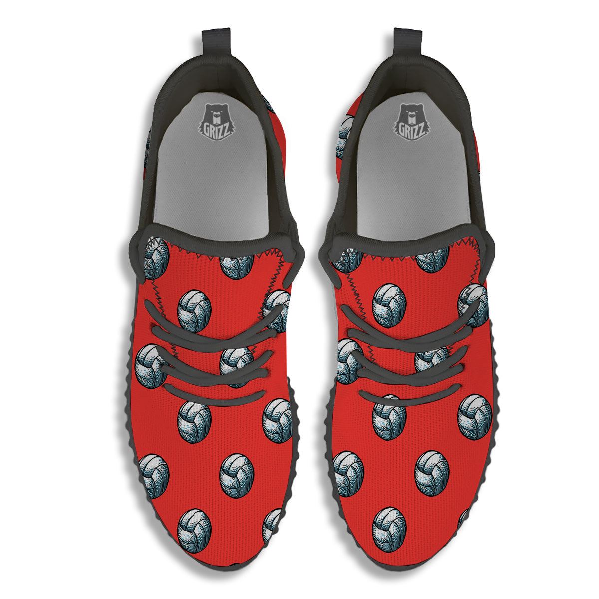Pattern Volleyball Print Pattern Black Walking Shoes-grizzshop