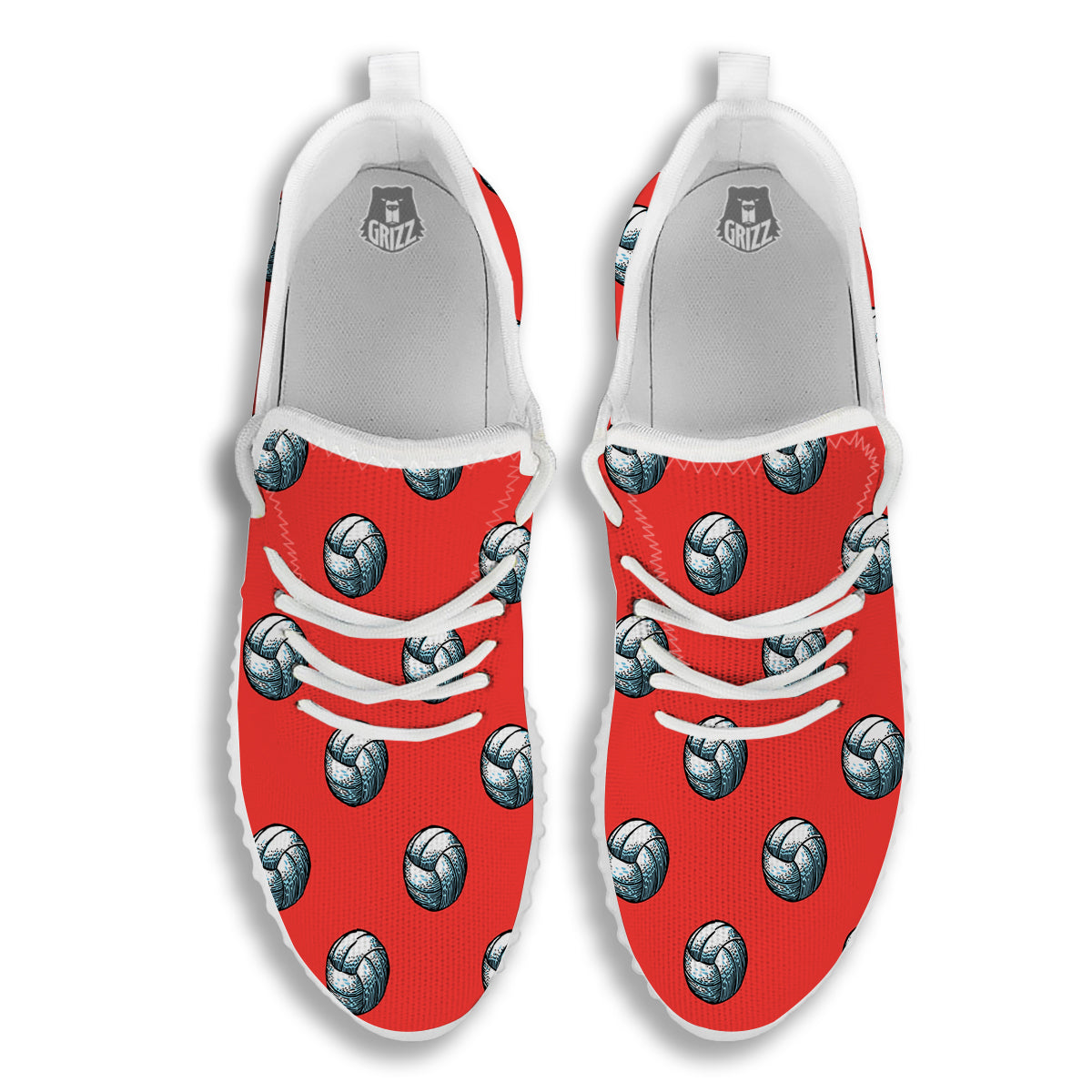 Pattern Volleyball Print Pattern White Walking Shoes-grizzshop