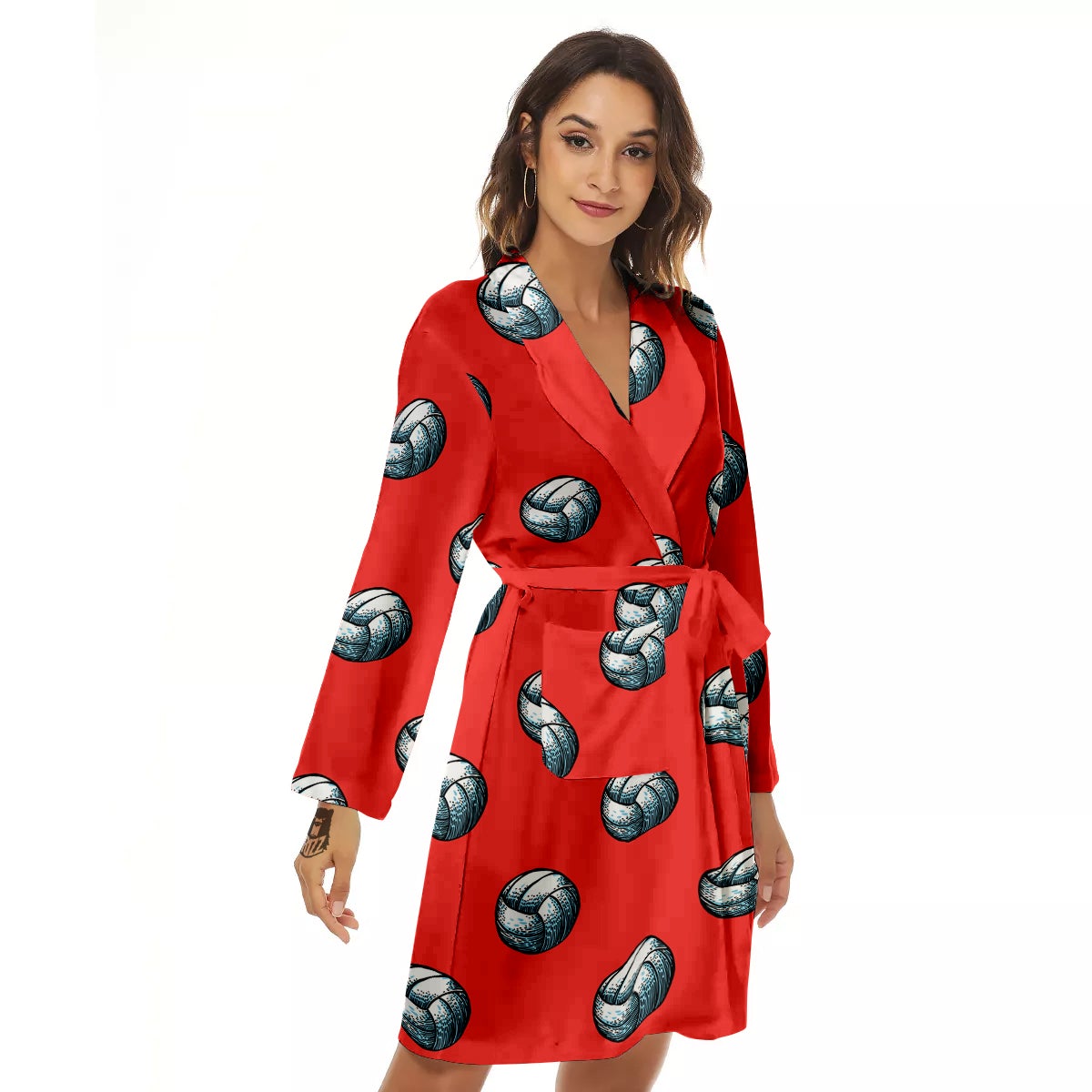 Pattern Volleyball Print Pattern Women's Robe-grizzshop
