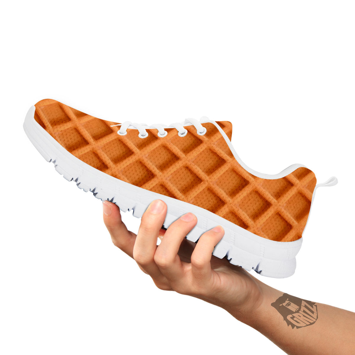 Pattern Waffle Print White Sneaker-grizzshop