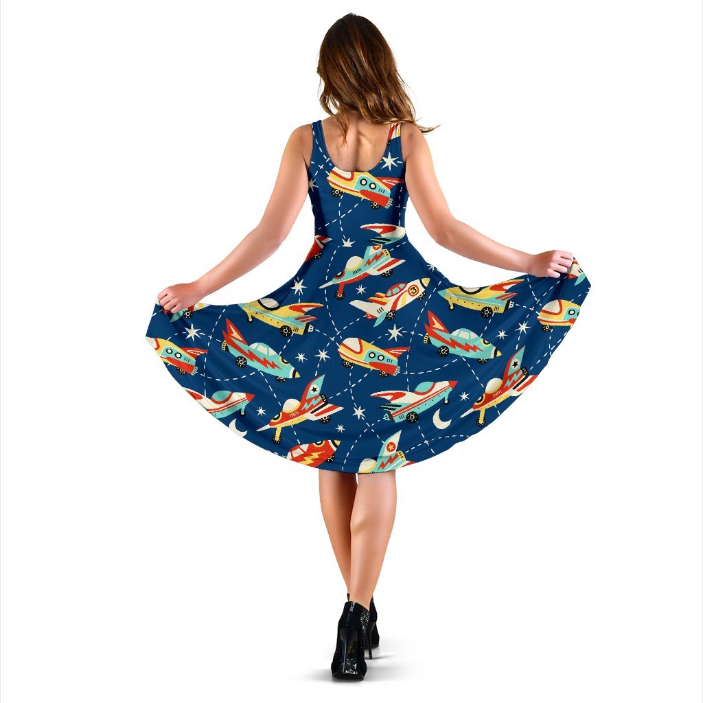 Pattern Airplane Print Dress-grizzshop