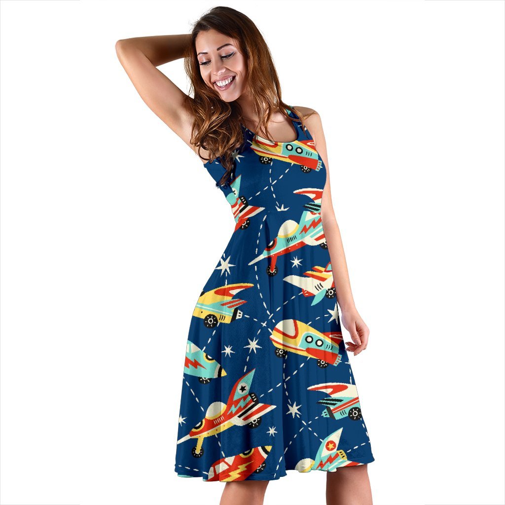 Pattern Airplane Print Dress-grizzshop