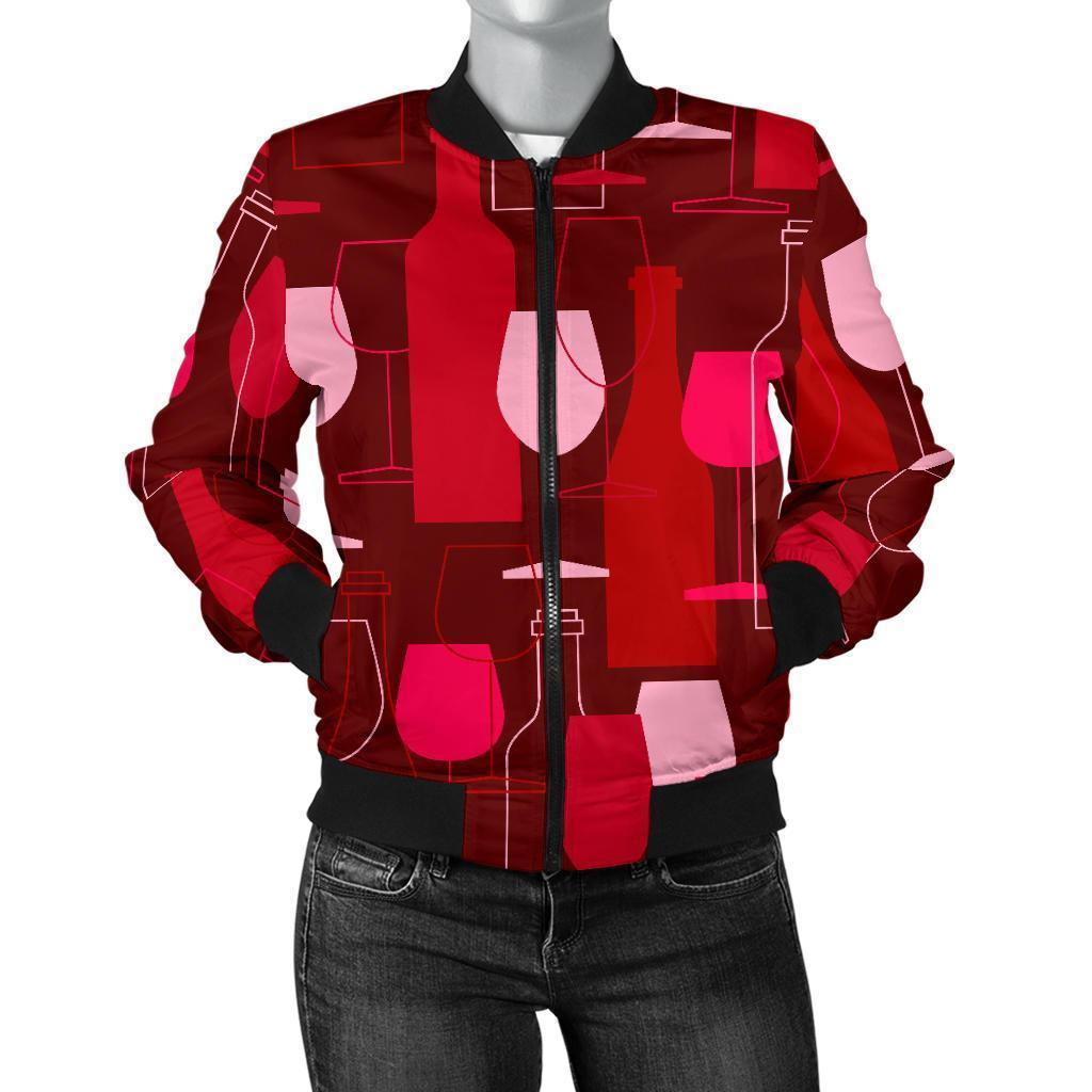 Pattern Champagne Print Women Casual Bomber Jacket-grizzshop