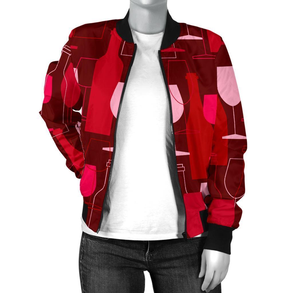 Pattern Champagne Print Women Casual Bomber Jacket-grizzshop