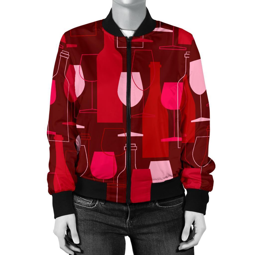 Pattern Champagne Print Women Casual Bomber Jacket-grizzshop