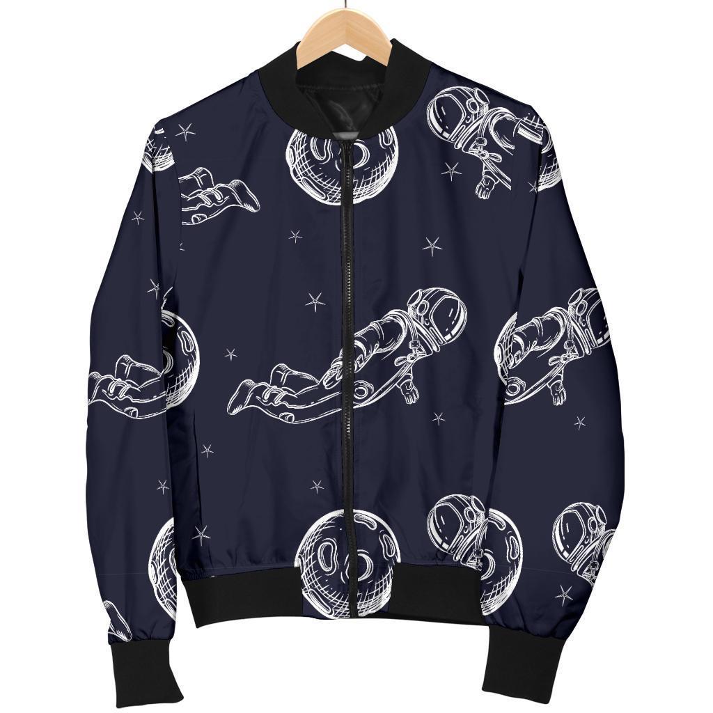 Pattern Print Astronaut Women Casual Bomber Jacket-grizzshop