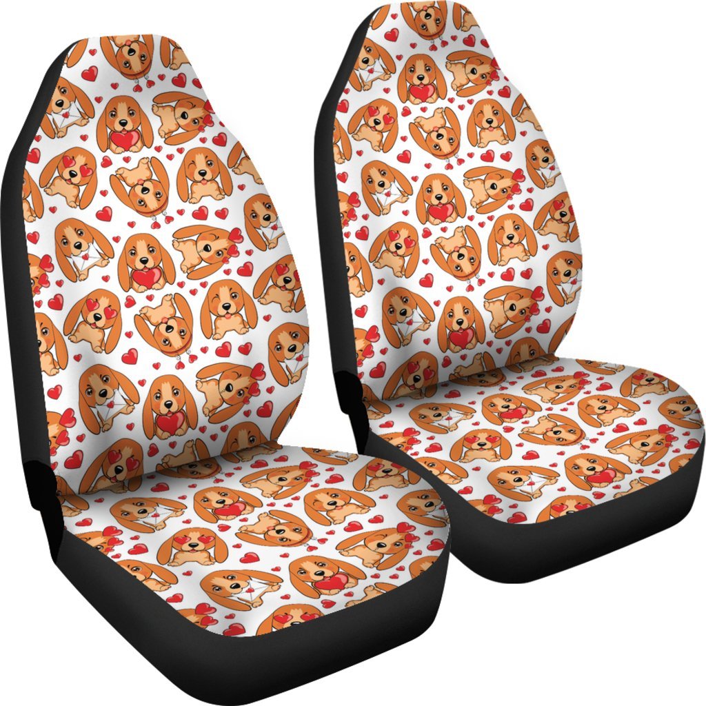 Pattern Print Basset Hound Dog Universal Fit Car Seat Cover-grizzshop
