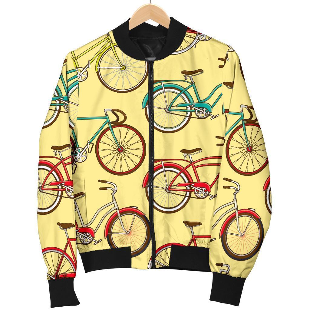 Pattern Print Bicycle Women Casual Bomber Jacket-grizzshop
