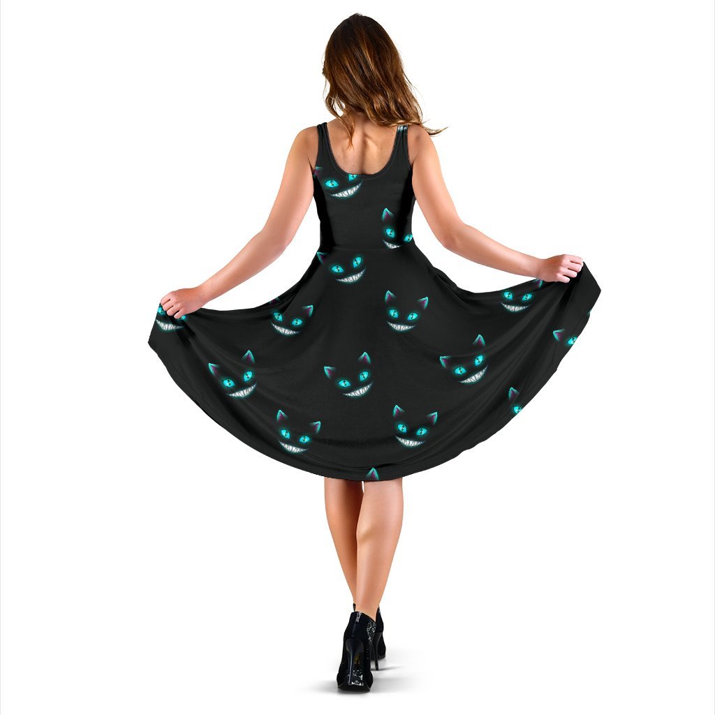 Pattern Print Black Cat Dress-grizzshop