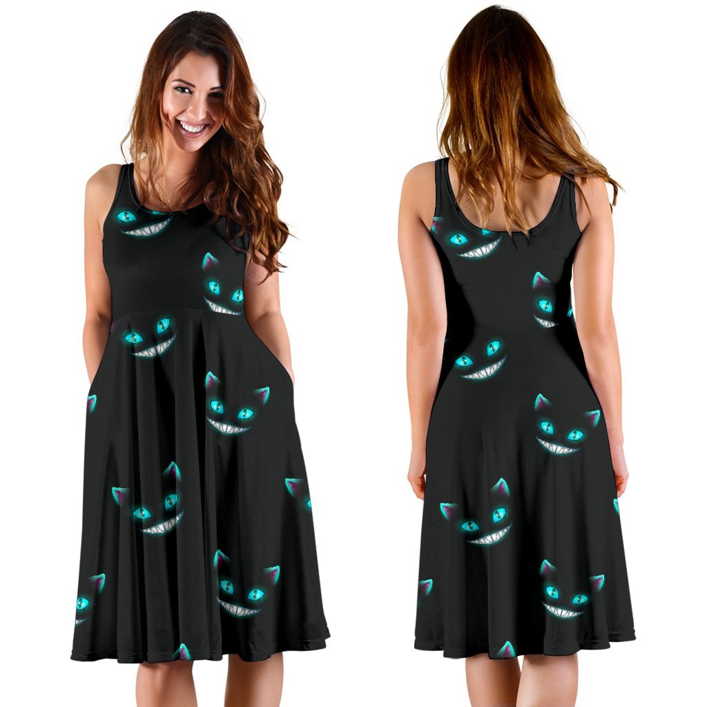 Pattern Print Black Cat Dress-grizzshop