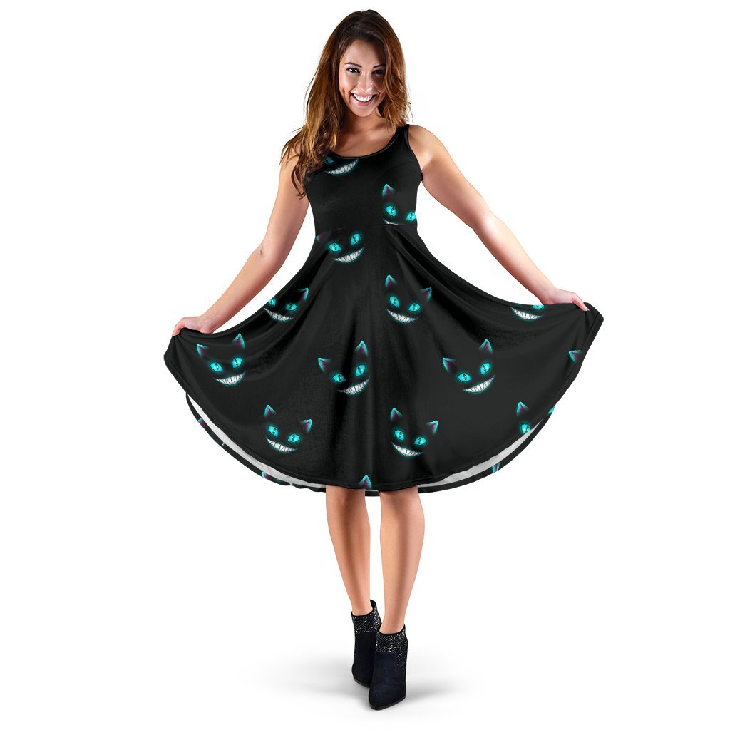 Pattern Print Black Cat Dress-grizzshop