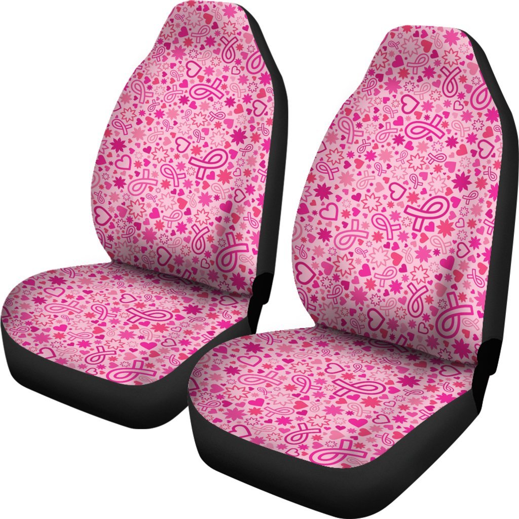 Pattern Print Breast Cancer Awareness Pink Ribbon Universal Fit Car Seat Cover-grizzshop
