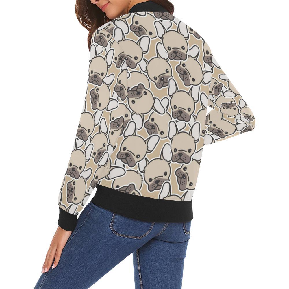 Pattern Print Bulldog Women Casual Bomber Jacket-grizzshop