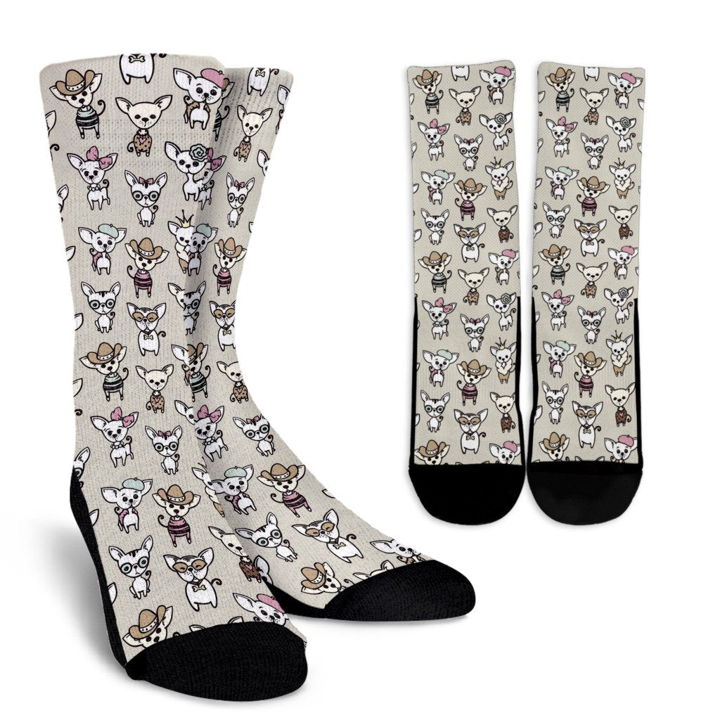 Pattern Print Chihuahua Unisex Crew Socks-grizzshop