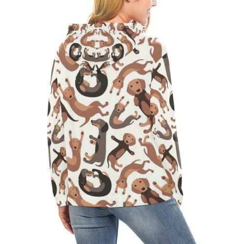 Pattern Print Dachshund Wiener Dog Print Women Pullover Hoodie-grizzshop