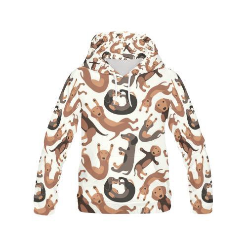 Pattern Print Dachshund Wiener Dog Print Women Pullover Hoodie-grizzshop