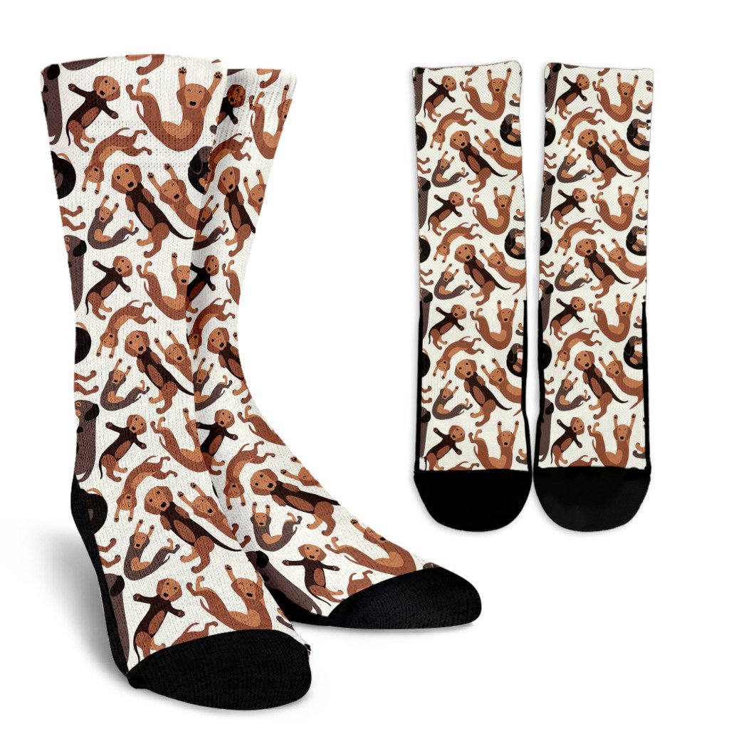 Pattern Print Dachshund Wiener Dog Unisex Crew Socks-grizzshop