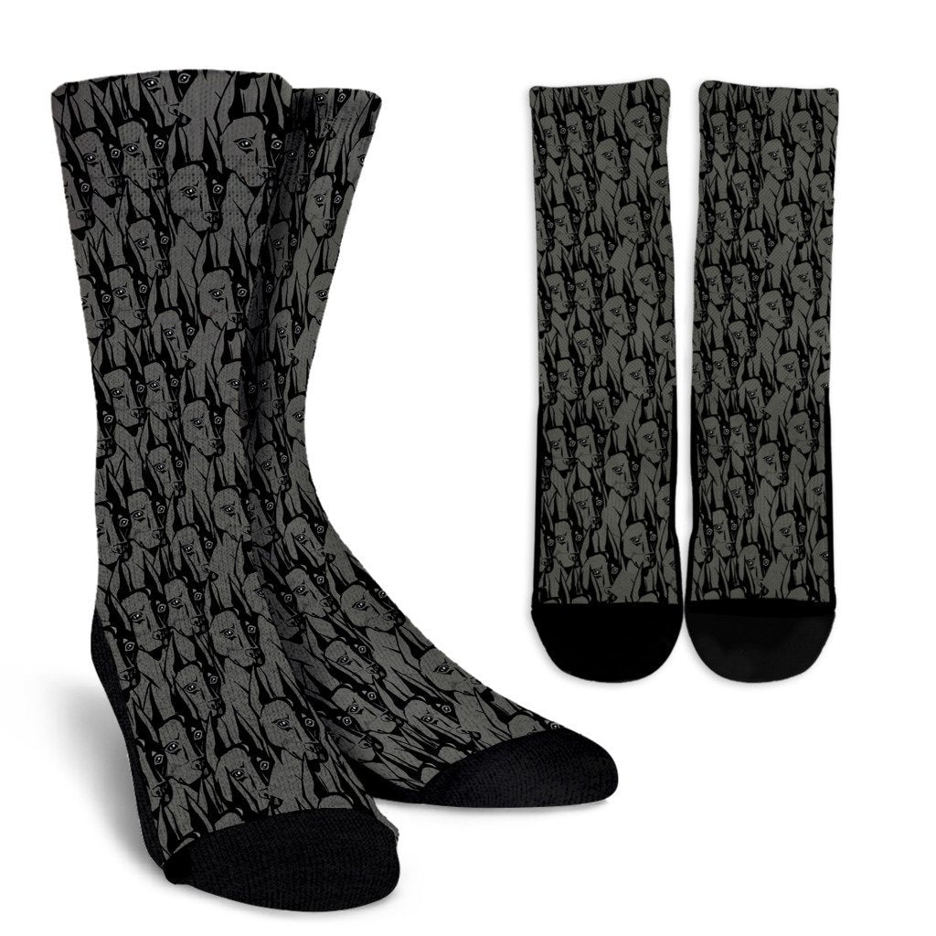 Pattern Print Dog Doberman Unisex Crew Socks-grizzshop