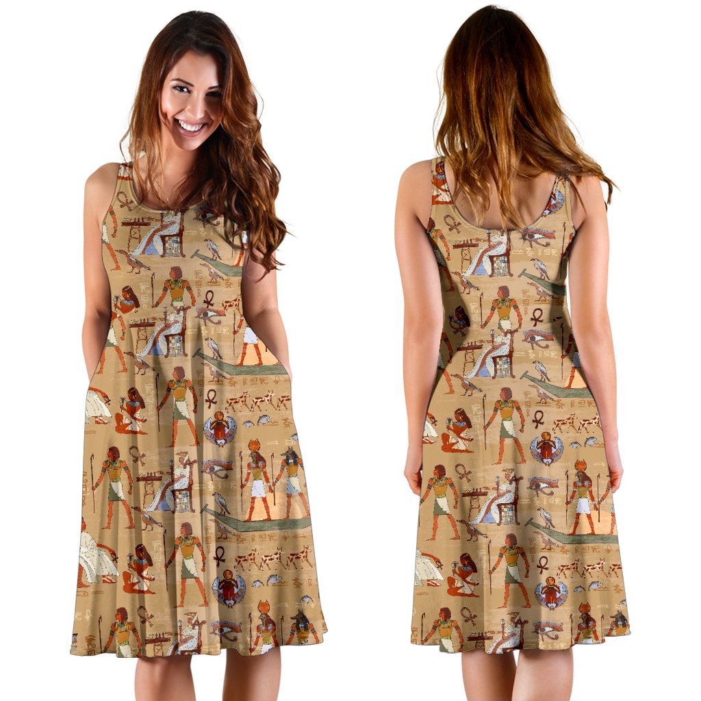 Pattern Print Egyptian Dress-grizzshop