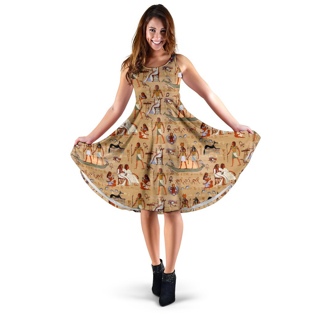 Pattern Print Egyptian Dress-grizzshop