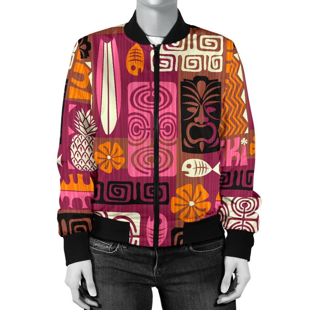 Pattern Print Ethnic Women Casual Bomber Jacket-grizzshop
