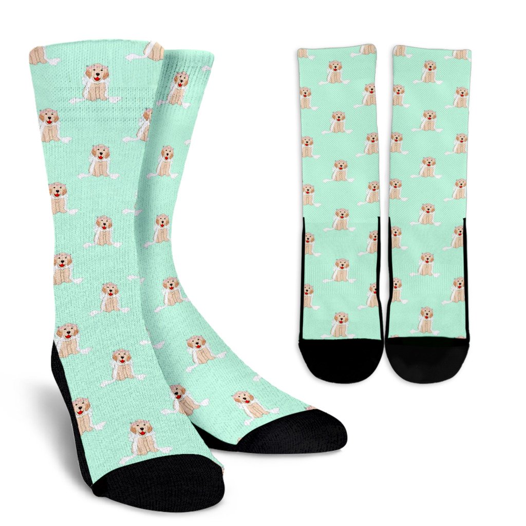 Pattern Print Golden Retriever Unisex Crew Socks-grizzshop