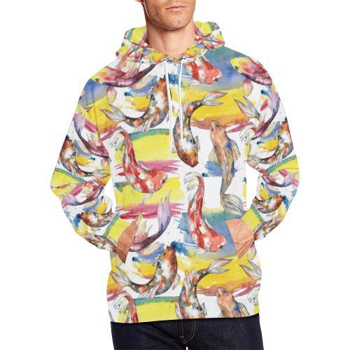 Pattern Print Goldfish Men Pullover Hoodie-grizzshop