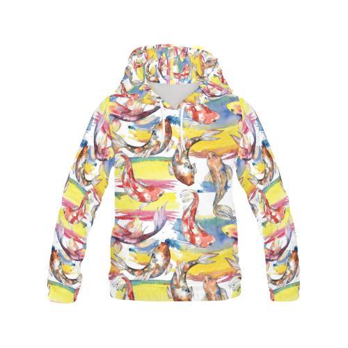 Pattern Print Goldfish Women Pullover Hoodie-grizzshop