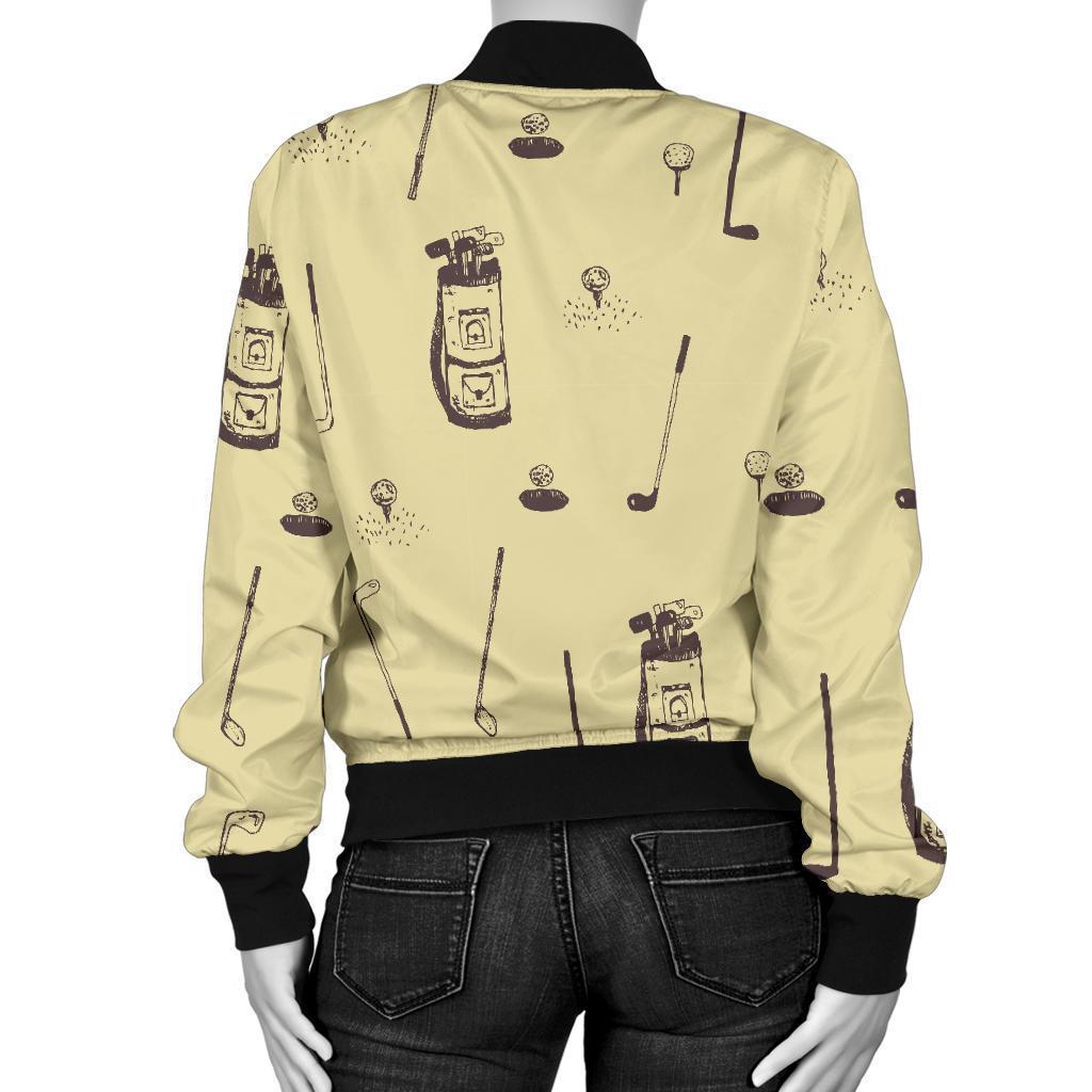 Pattern Print Golf Women Casual Bomber Jacket-grizzshop