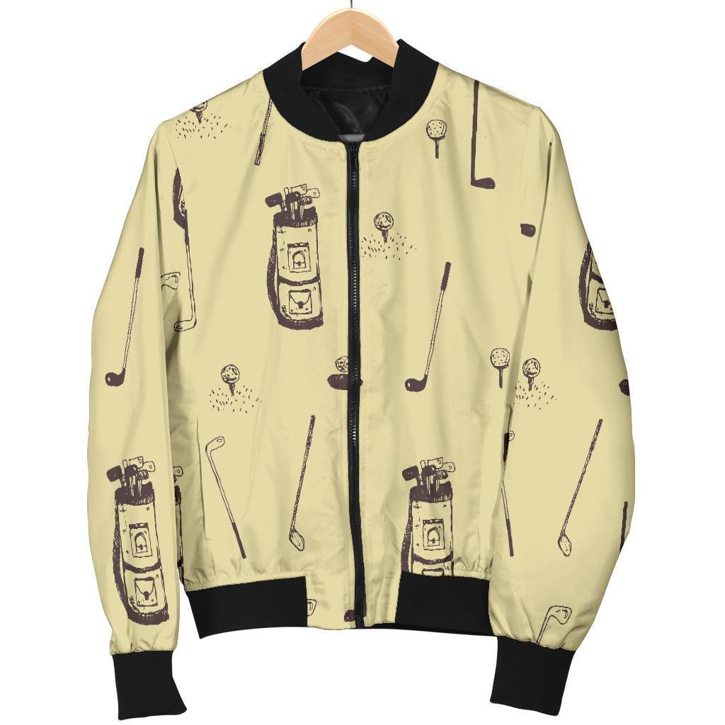 Pattern Print Golf Women Casual Bomber Jacket-grizzshop