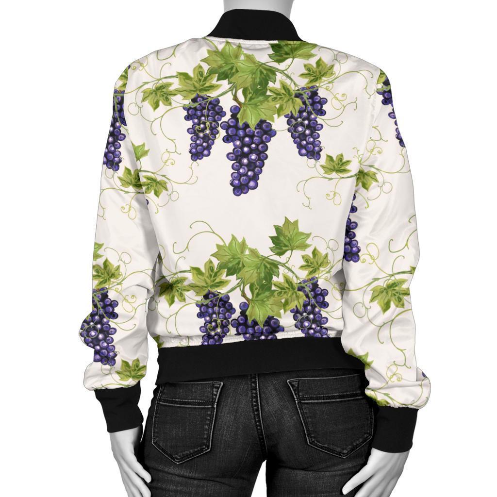 Pattern Print Grape Wine Women Casual Bomber Jacket-grizzshop