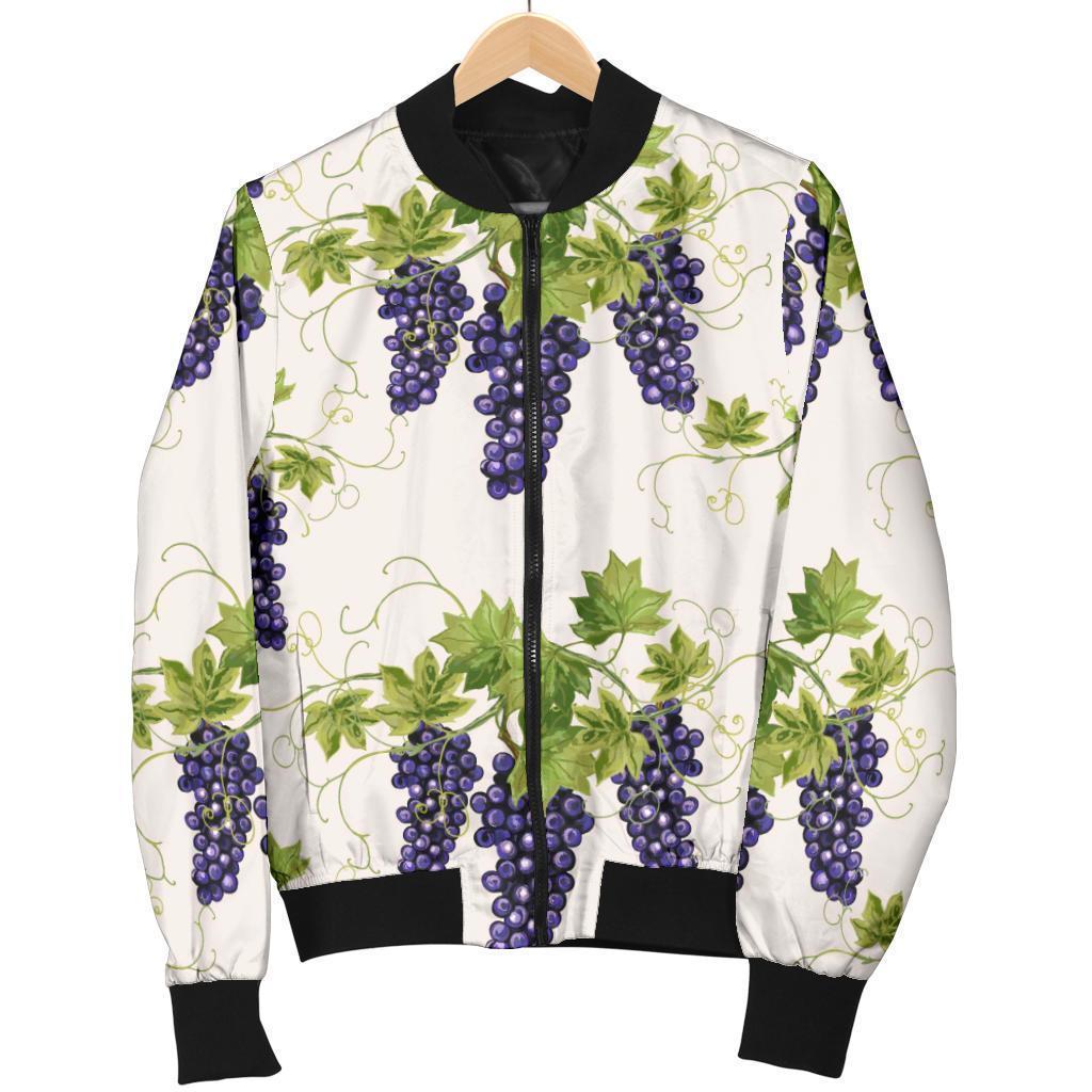 Pattern Print Grape Wine Women Casual Bomber Jacket-grizzshop