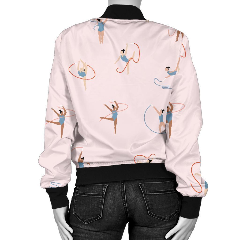 Pattern Print Gymnastics Women Casual Bomber Jacket-grizzshop