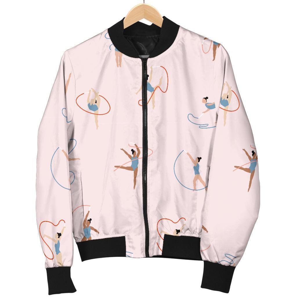 Pattern Print Gymnastics Women Casual Bomber Jacket-grizzshop