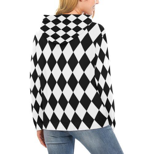Pattern Print Harlequin Women Pullover Hoodie-grizzshop