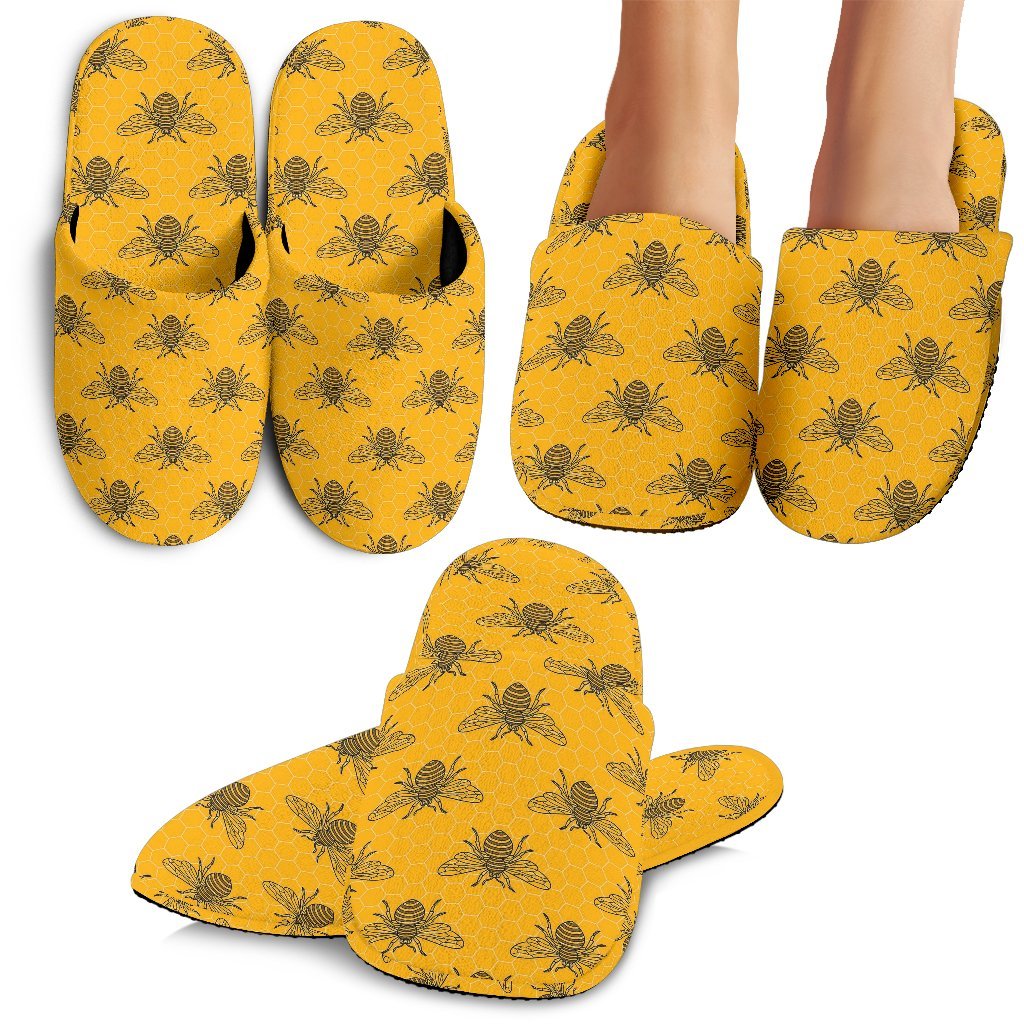 Pattern Print Honey Bee Diagram Gifts Premium Home Slippers-grizzshop