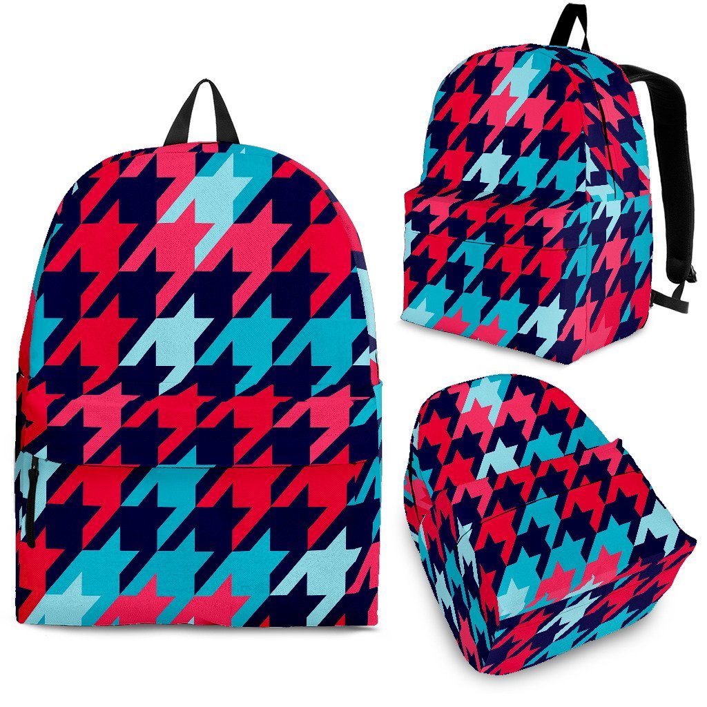 Pattern Print Houndstooth Backpack-grizzshop