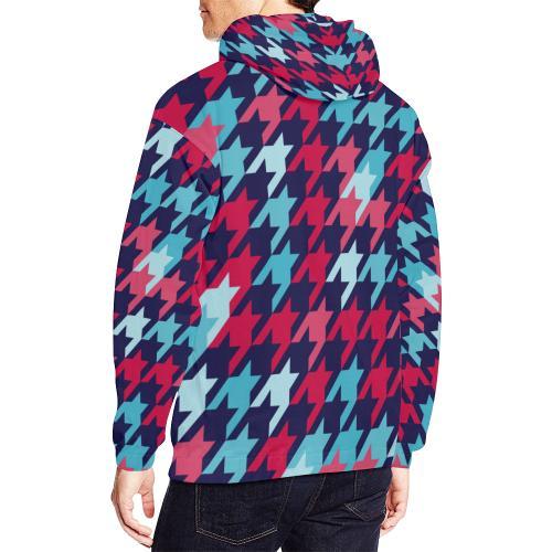 Pattern Print Houndstooth Men Pullover Hoodie-grizzshop