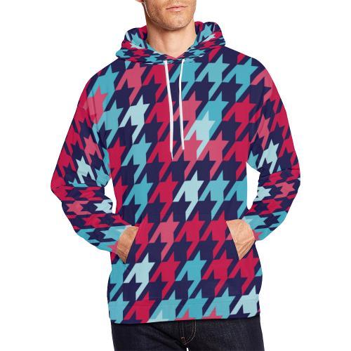 Pattern Print Houndstooth Men Pullover Hoodie-grizzshop